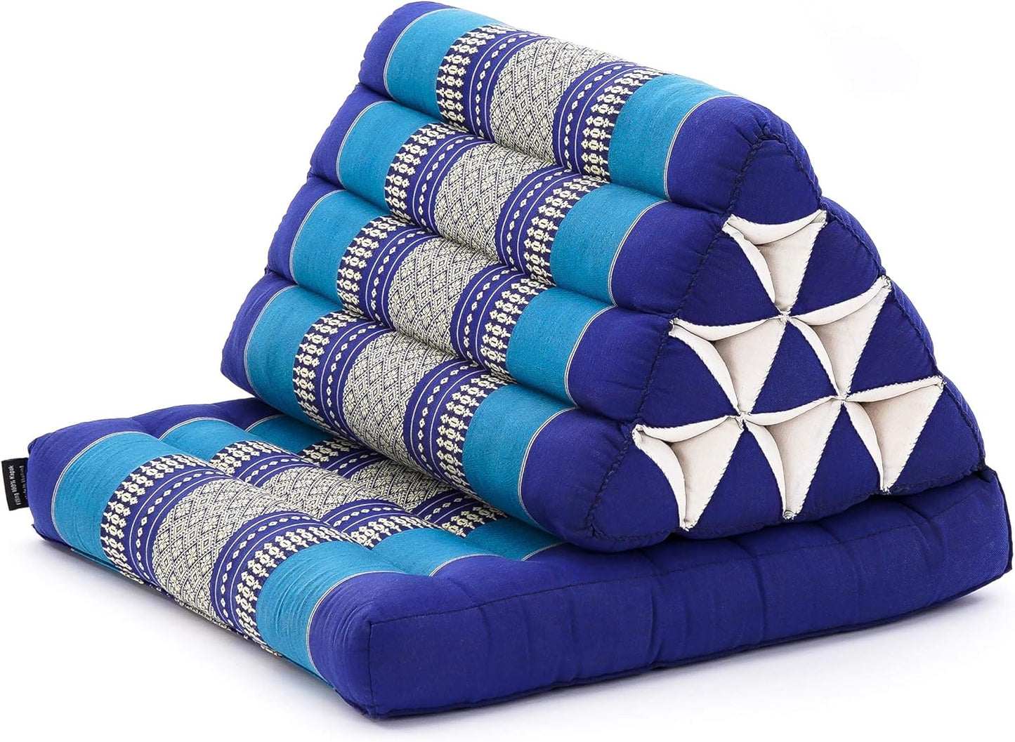 Leewadee 1-Fold Mat with Triangle Cushion – Comfortable TV Pillow, Foldable Mattress with Cushion Made of Eco-Friendly Kapok, 30 x 20 inches, Blue