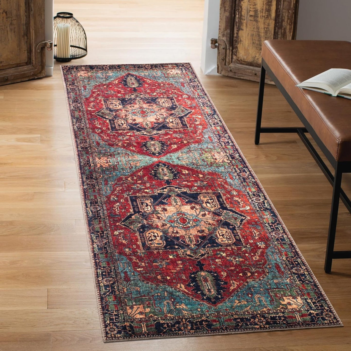 Keen Home Design 2x7 Rug - Machine Washable Runner Rug with Non-Slip Backing, Ideal for Hallway, Entryway, Kitchen, Laundry Room - Vintage, Easy Clean, Durable, Low Pile Rug - (2'6" x 7')