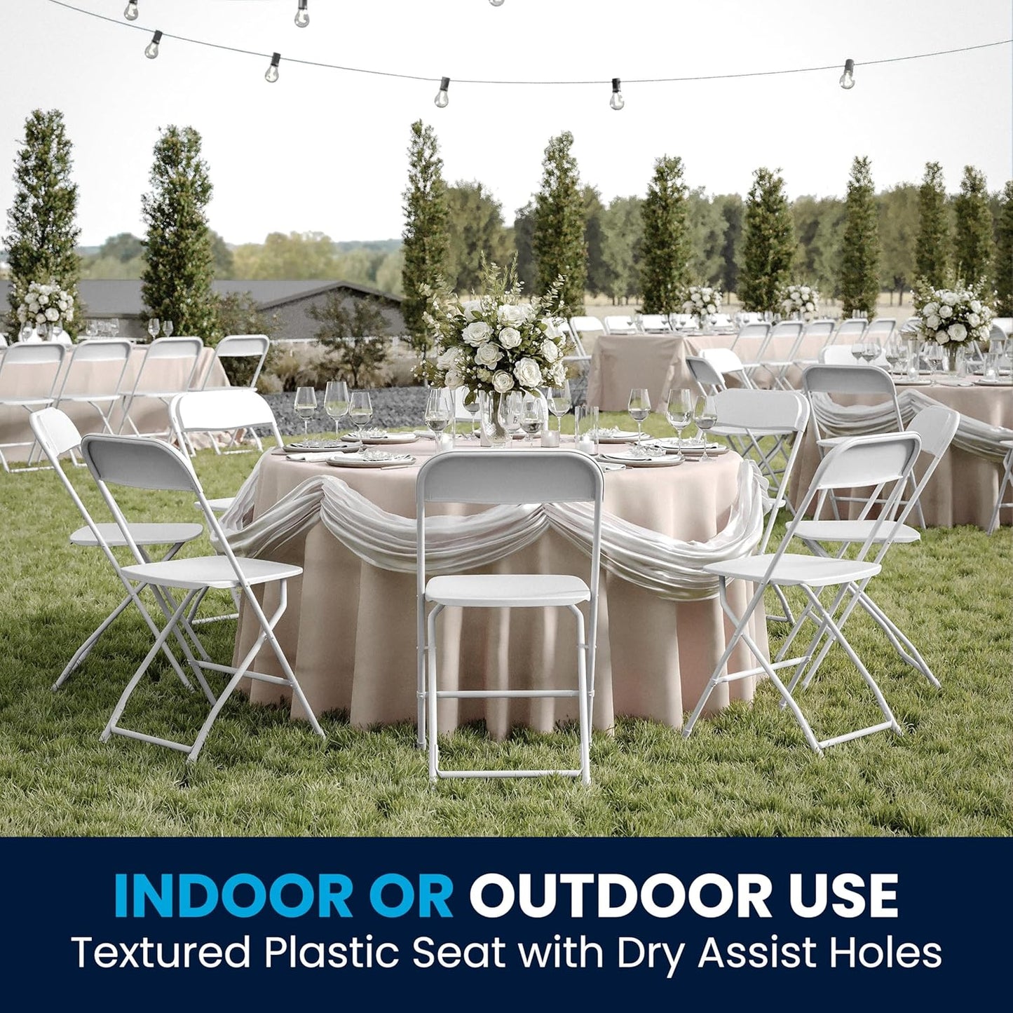 Flash Furniture Hercules Series Plastic Folding Chair - White - 4 Pack 650LB Weight Capacity Comfortable Event Chair-Lightweight Folding Chair