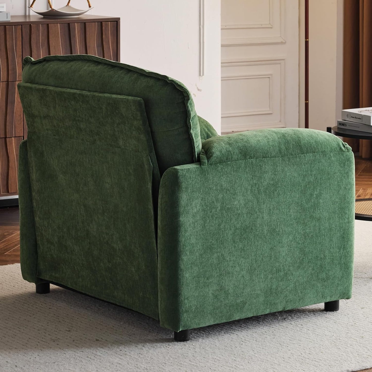Ball & Cast 38" Oversized Chenille Lounge Chair,Reading Armchair with Thick Comfort Cushions,High Back Support & Wide Seat,Perfect Accent Chair for Modern Living Room,Bedroom,Green