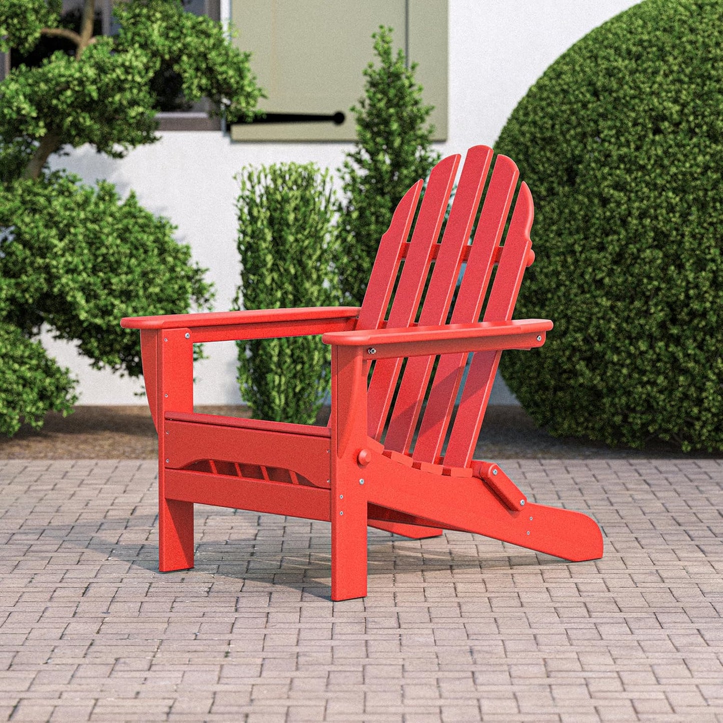 POLYWOOD AD5030SR Classic Folding Adirondack Chair, 38.5" H x31.25 W x 33.5" D, Sunset Red