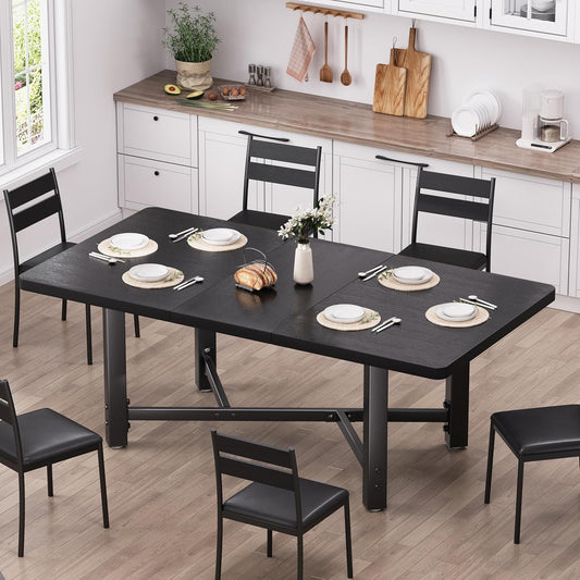Dining Table for 4-6,62“Extendable Round Kitchen Dining Room Table, Space Saving Rectangle Large Expandable Wood Dinner Furniture for Small Space（47-62In*28In*30In） (Grey)