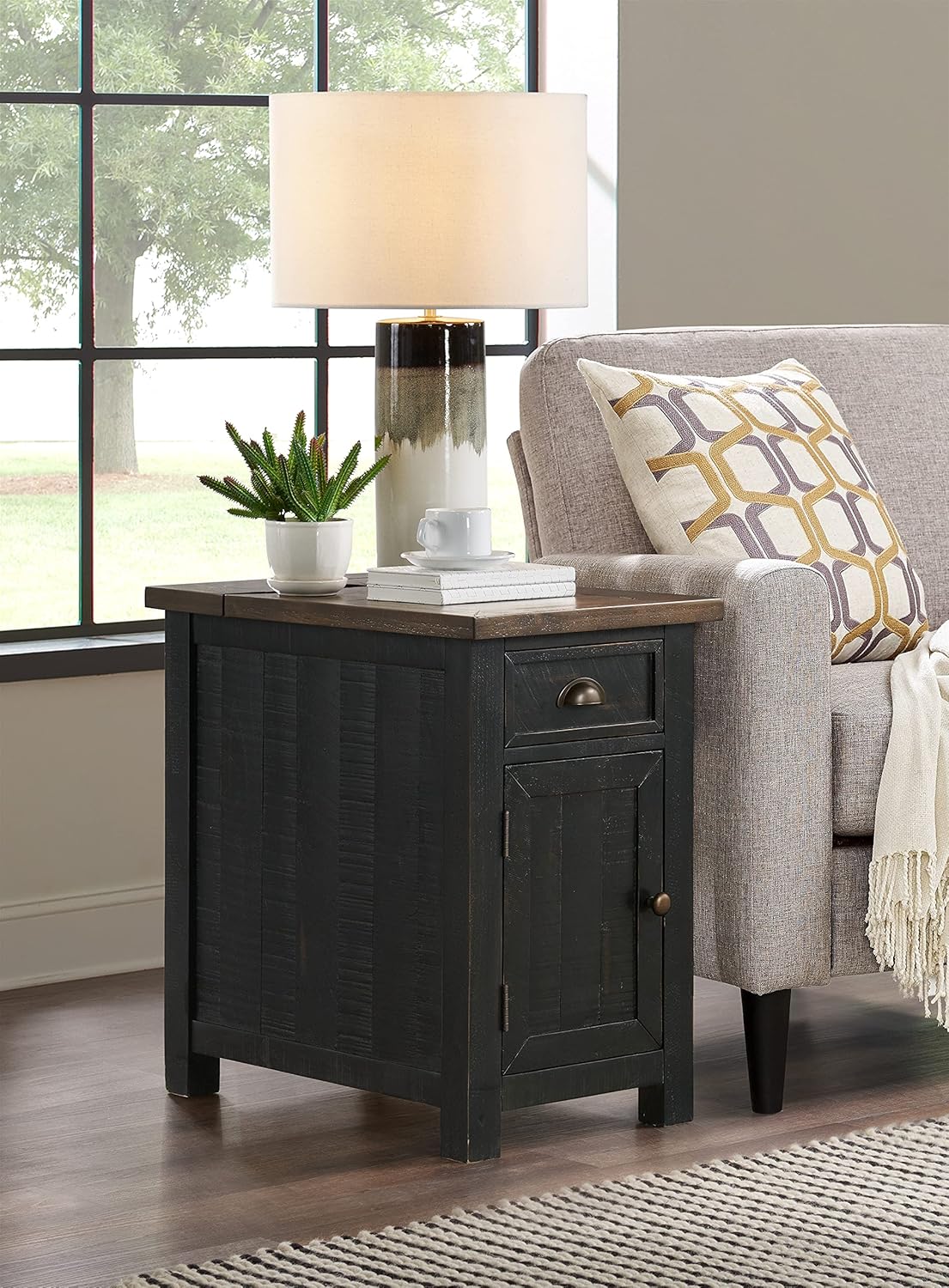 Martin Svensson Home, Chairside Table, Black with Brown Top