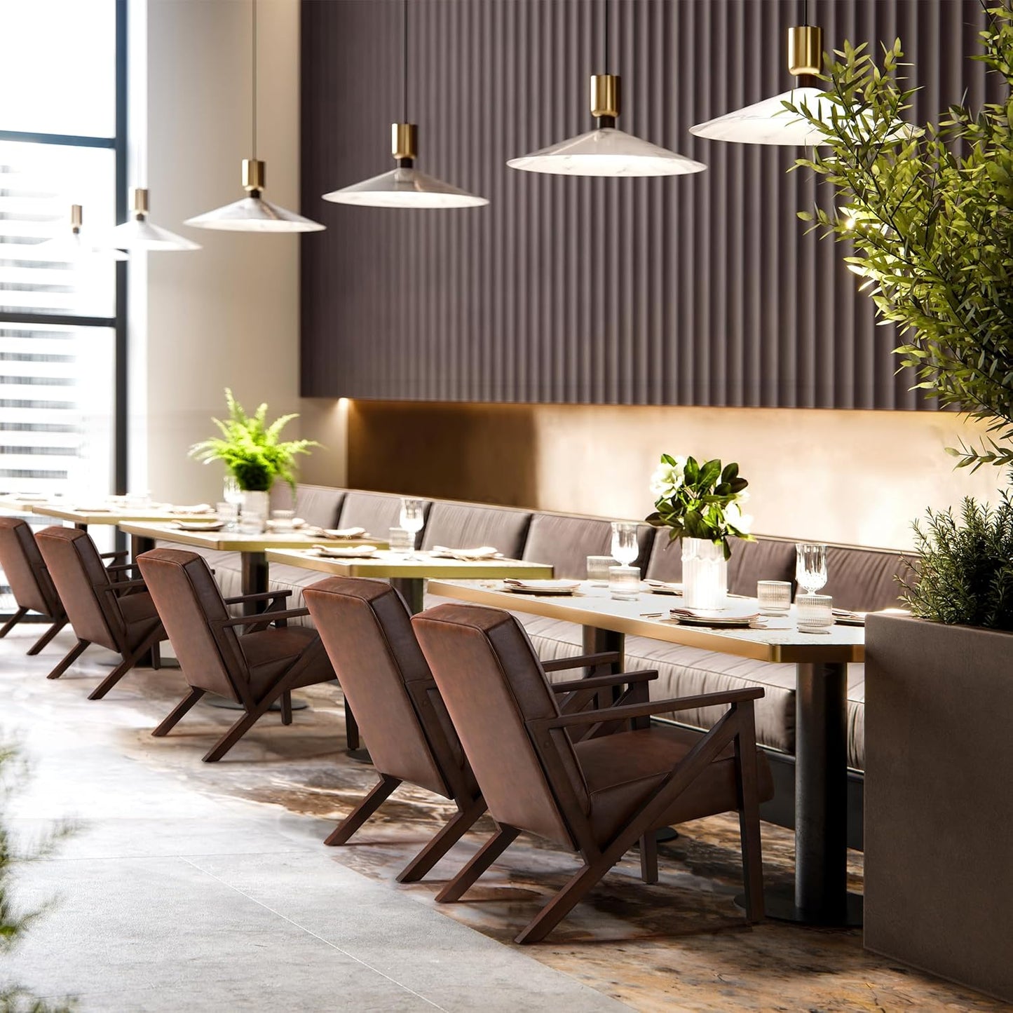 Yaheetech Accent Chair, Armchair with Strong Wood Frame, PU Leather Modern Retro Lounge Chair for Living Room/Lounge/Office/Reception Area, Dark Brown