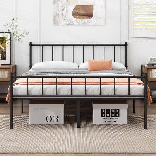 King Bed Frame-Classic Metal Platform Bed Frame,Mattress Foundation with Steel Slat Support,Under Foundation Storage,No Box Spring Needed, Easy Assembly, King Size