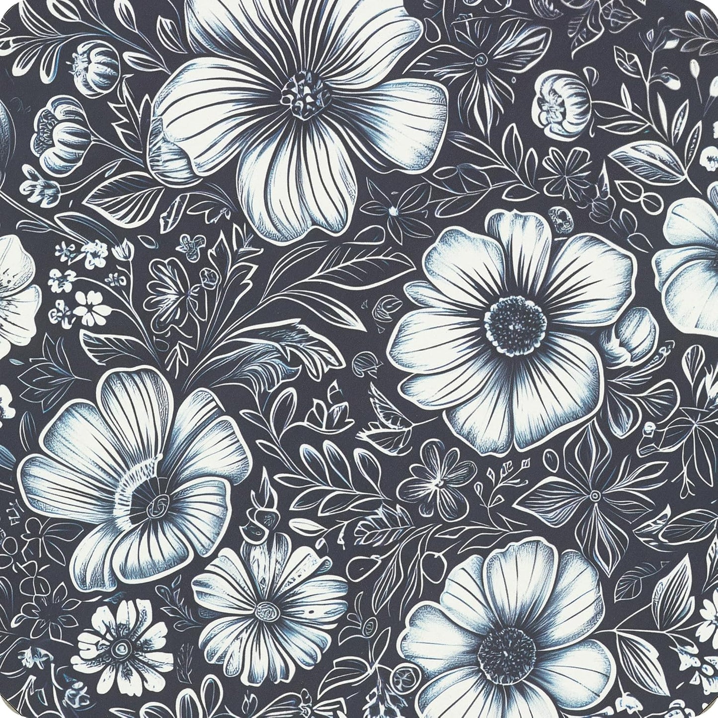 Mandala Small Rectangle End Table, Side Table with Black Flowers Finish, Retro Modern Small Coffee Table for Balcony, Living Room(11.8" D x 15.7" W x 17" H, Black, Rectangle)