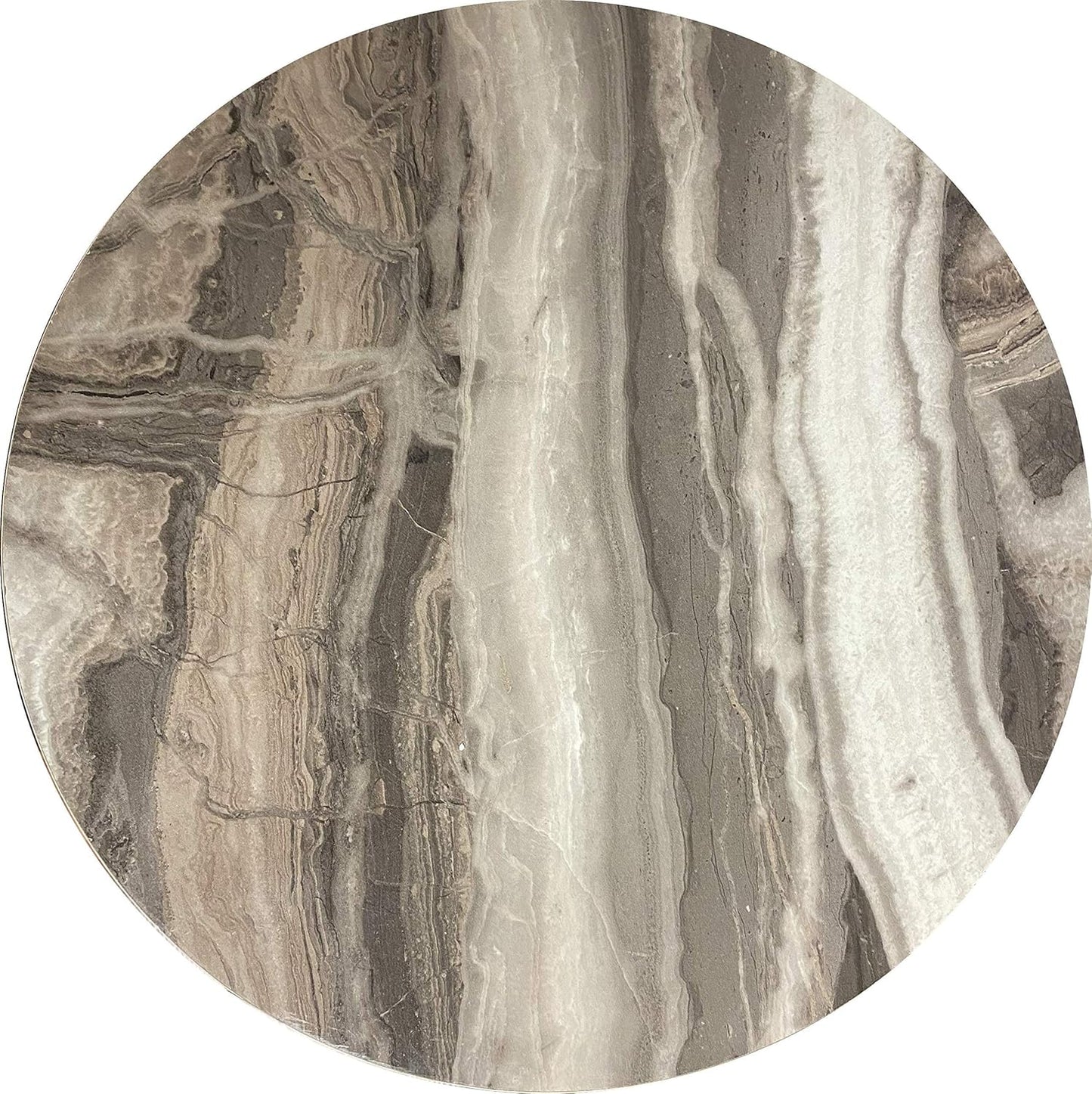 PAK HOME Set of 2 End Tables Round Wood Sofa Side Coffee Tables for Small Spaces, Nightstand Bedside Table with Metal Legs for Bedroom, Living Room, Office, Balcony (Grey Marble)