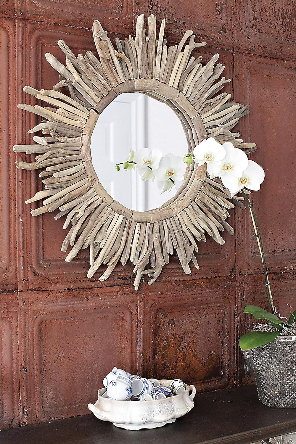 Creative Co-Op Driftwood Sunburst Mirror