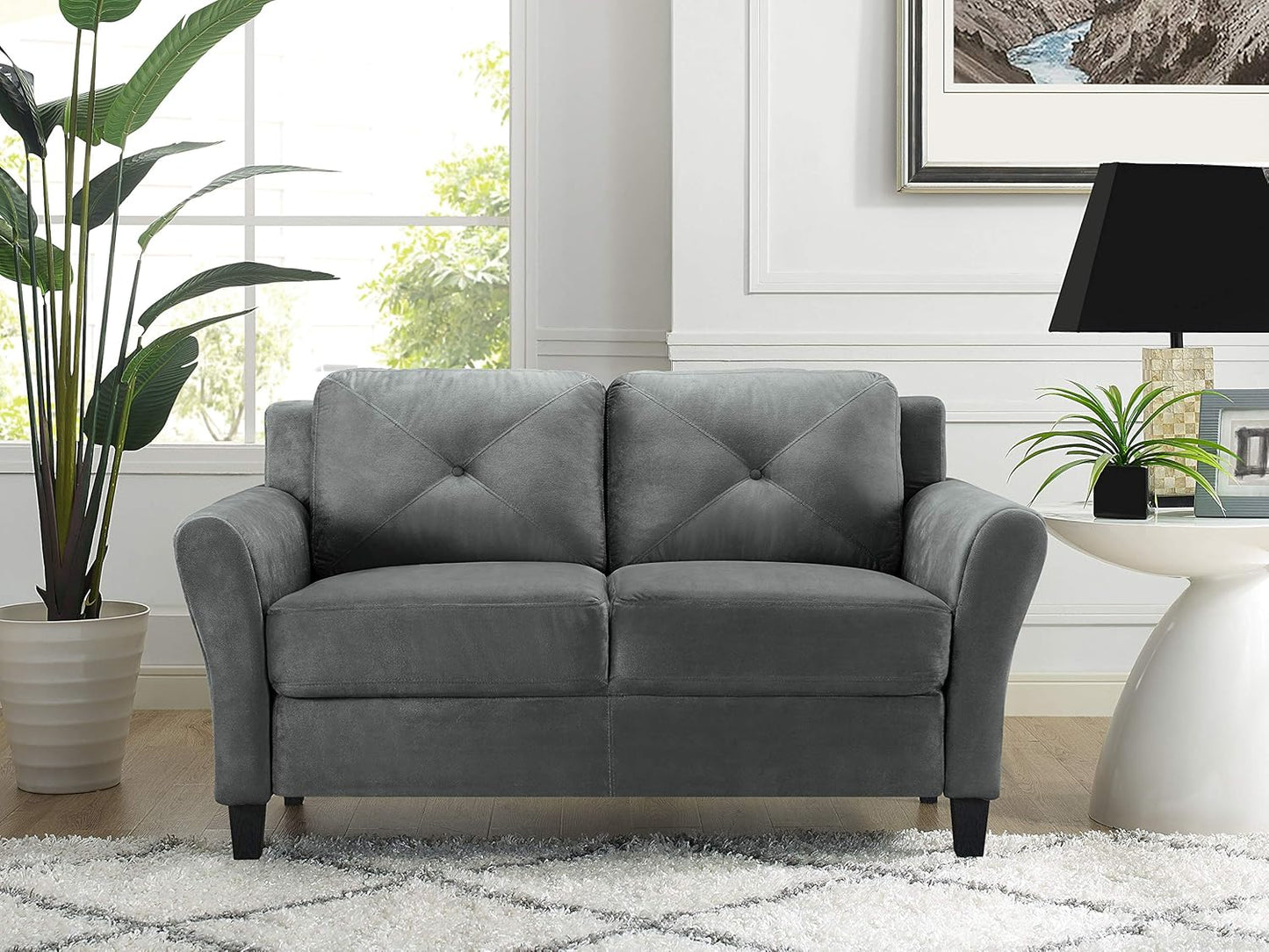 Lifestyle Solutions Harrington Loveseat, Dark Grey