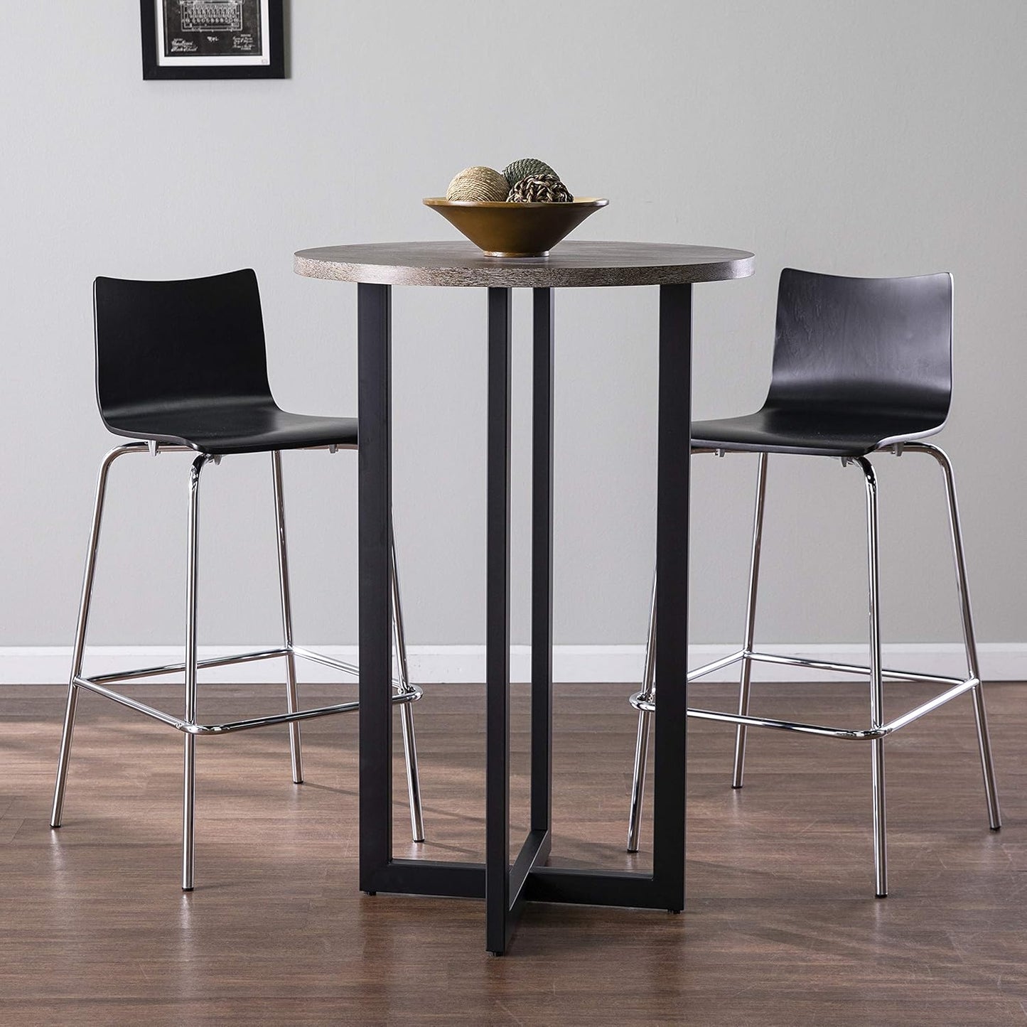SEI Furniture Danby 42" Bar Bistro Table, Burnt Oak, Black