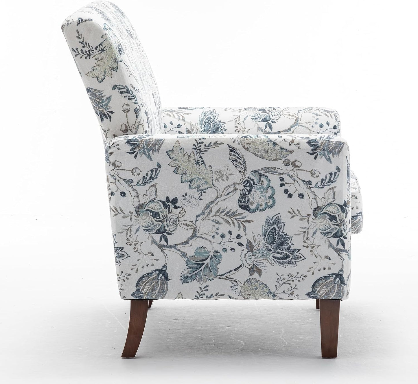 Container Furniture Direct Contemporary Accent Arm Chair with Birch Wood Frame and Velvet Upholstery, Armchair for Office and Living Room Decor, Removable Cushions, 07 Printed Fabric