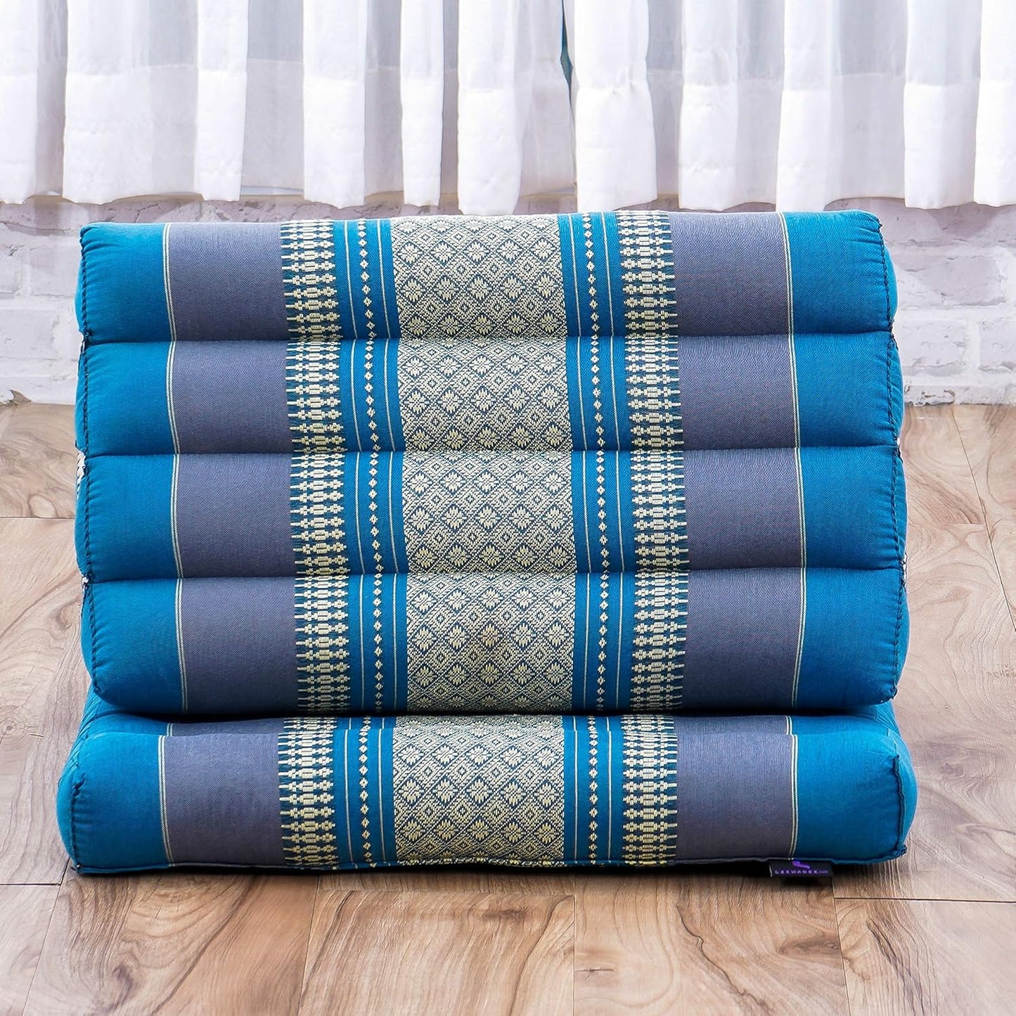 Leewadee 1-Fold Mat with Triangle Cushion – Comfortable TV Pillow, Foldable Mattress with Cushion Made of Kapok, 30 x 20 inches, Light Blue