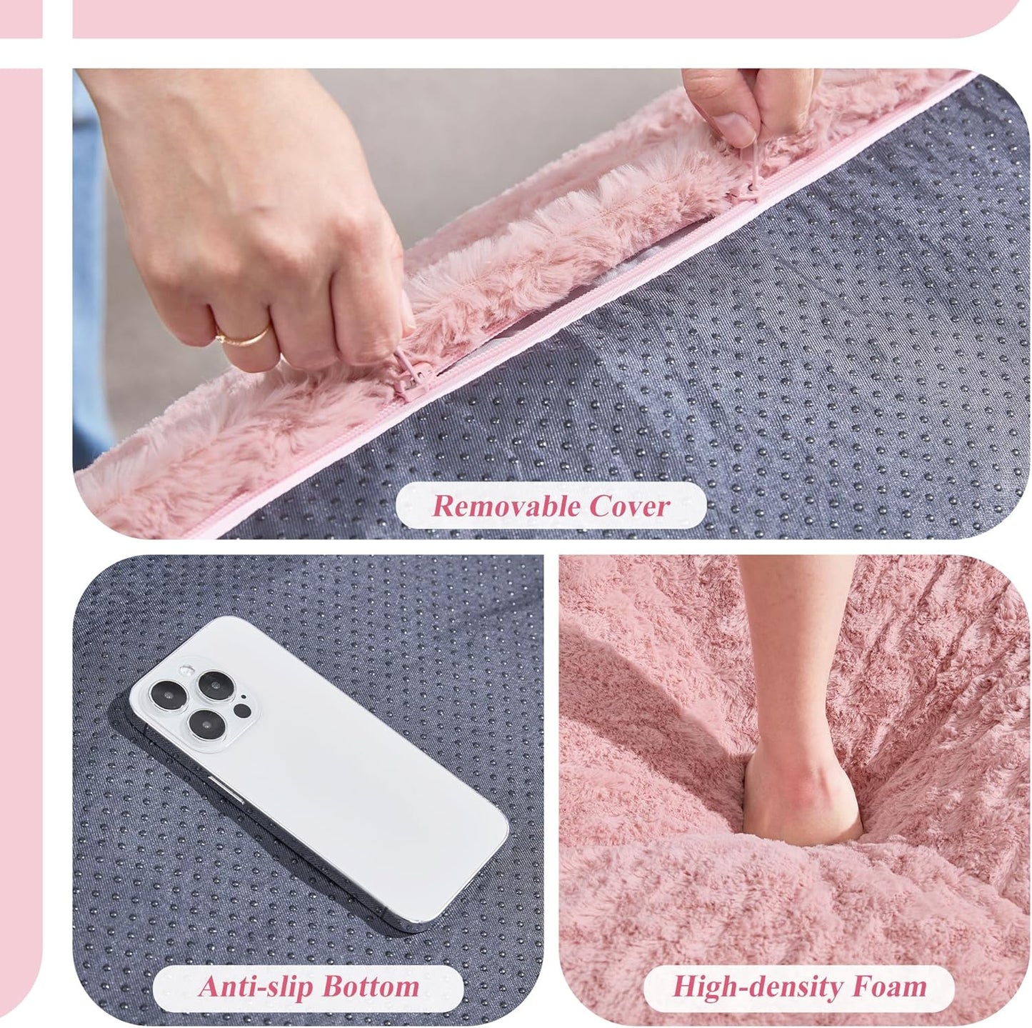 Hobestluk Bean Bag Chair Big Bean Bag Lounger for Adults Bean Bag Couch with Memory Foam Filled for Living Room, Bedroom or Balcony (Chevron Plush Pink)