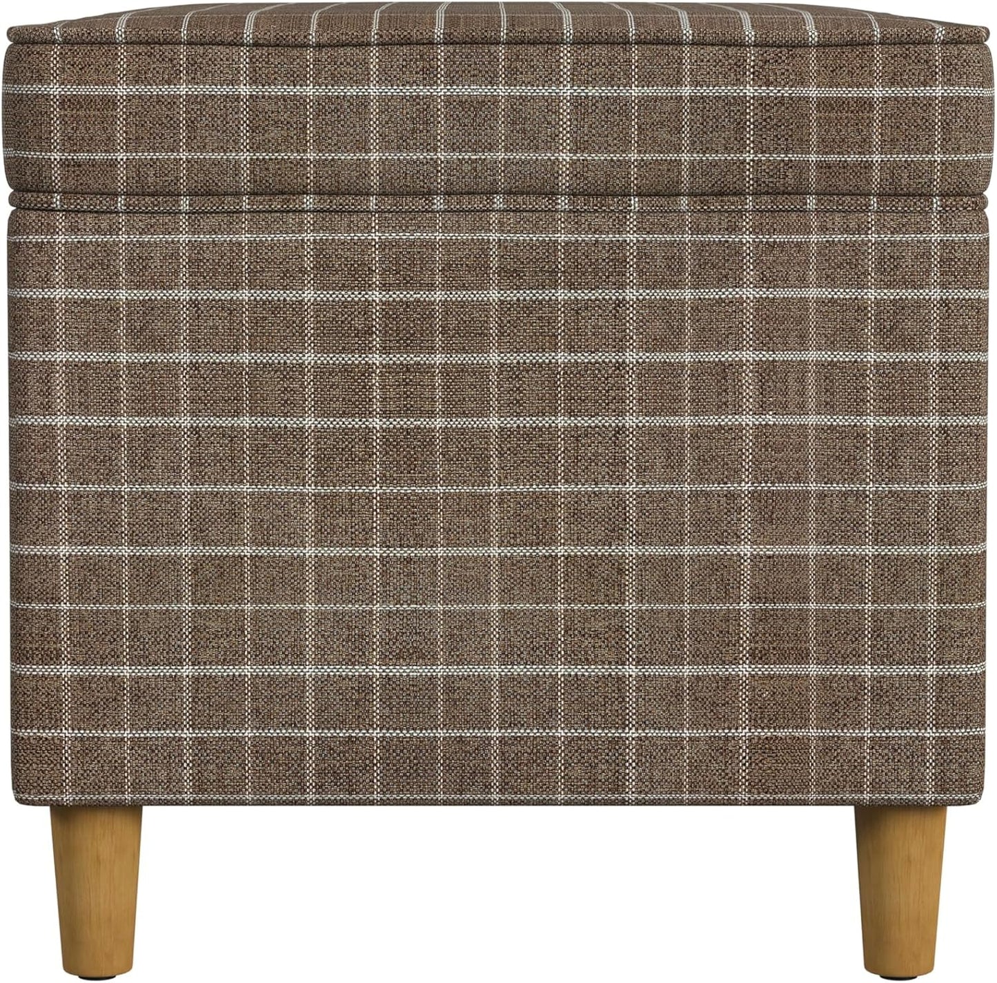 Home Decor | Dinah Collection Modern Storage Ottoman | Ottoman with Storage for Living Room & Bedroom(Brown Windowpane Fabric)