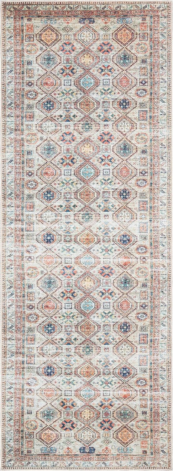 Keen Home Design 2x12 Rug - Machine Washable Runner Rug with Non-Slip Backing, Ideal for Hallway, Entryway, Kitchen, Laundry Room - Vintage, Easy Clean, Durable, Low Pile - (2'6" x 12')
