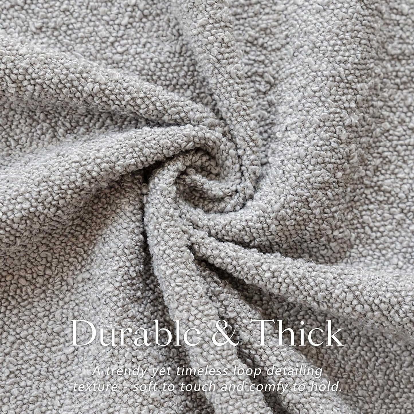 Foindtower Pack of 2 Textured Boucle Throw Pillow Covers Accent Solid Decorative Pillow Cases Cozy Woven Couch Cushion Case for Sofa Bedroom Living Room Home Decor, 20 x 20 Inch,Neutral Grey