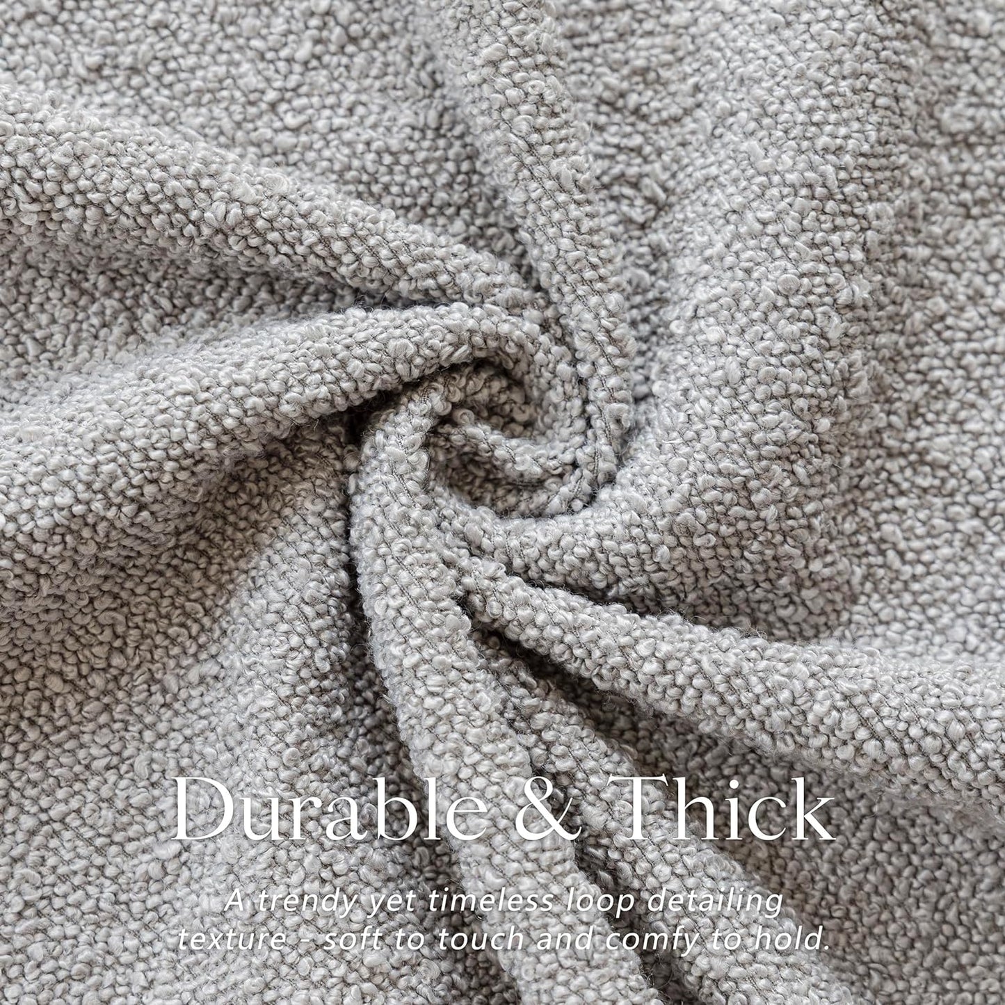 Foindtower Pack of 2 Textured Boucle Throw Pillow Covers Accent Solid Decorative Pillow Cases Cozy Woven Couch Cushion Case for Sofa Bedroom Living Room Home Decor, 18 x 18 Inch,Neutral Grey