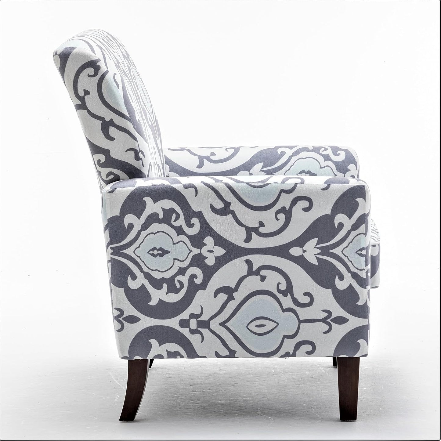 Container Furniture Direct Contemporary Accent Arm Chair with Birch Wood Frame and Velvet Upholstery, Armchair for Office and Living Room Decor, Removable Cushions, 05 Printed Fabric