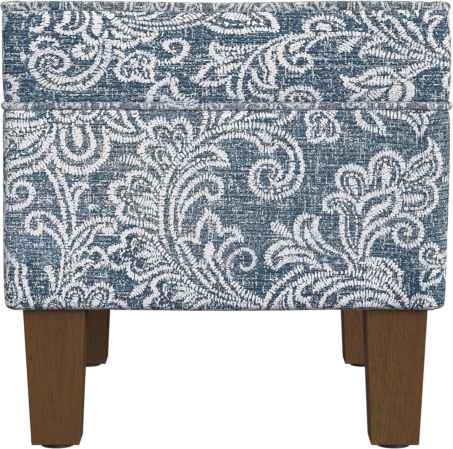 Home Decor | Dinah Collection Modern Storage Ottoman | Ottoman with Storage for Living Room & Bedroom(Blue Denim Jacobean Print)