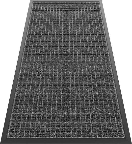 Sturdy Front Door Mat Outside Entrance, 4' x 2' All-Season All-Weather Doormat Waterproof, Stain and Fade Resistant, Natural Rubber Indoor Outdoor Welcome Door Mat Trap Dirt