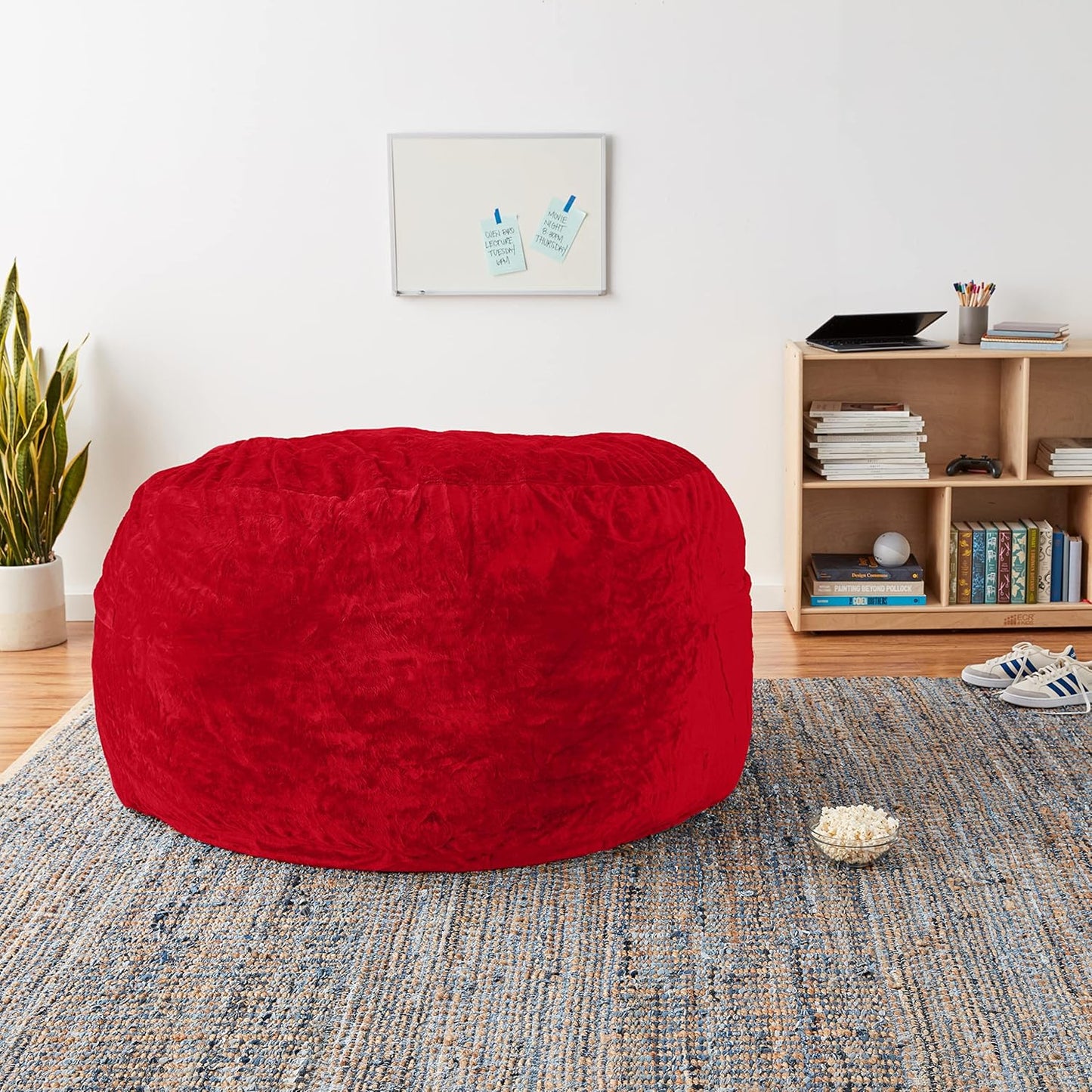 Chill Sack Bean Bag Chair - 5' Giant Memory Foam Lounge Chair with Soft Microfiber Cover – Cozy Furniture for Living Room, Dorm, & Kids' Rooms – Comfortable 5 Ft, Ultrafur Lounge Sofa, Red