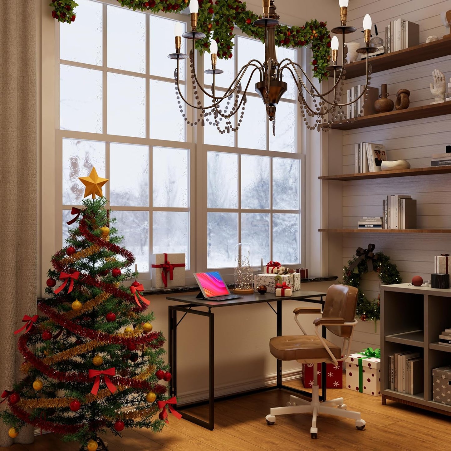 Folding Desk 30 Inch - Small Foldable Desk for Small Space Minimalist, Space Saving Collapsible Compact Desk Portable Table for Craft, Writing, Study and Work (No Assembly Required)