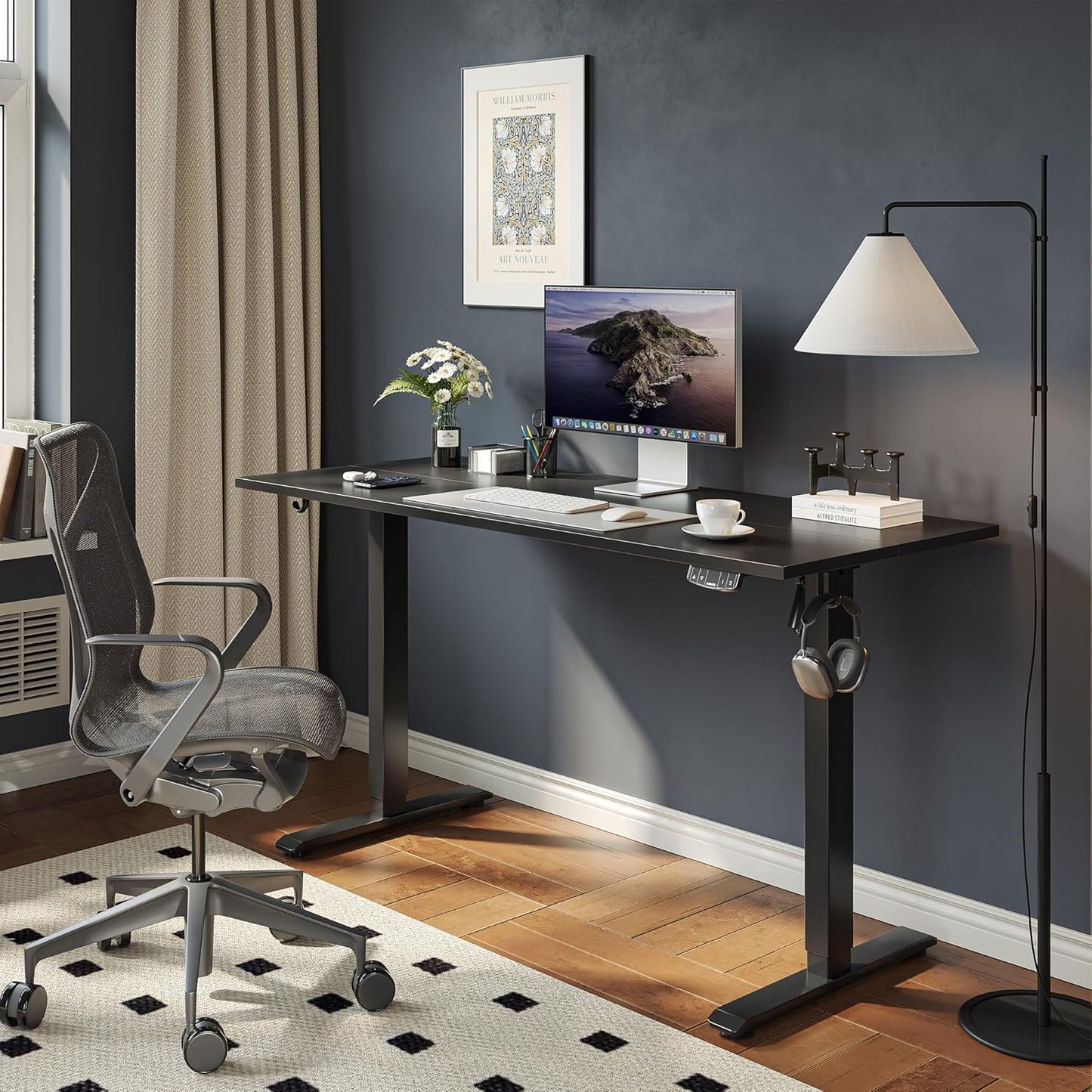 Agilestic Electric Standing Desk, 48 x 24 Inches Height Adjustable Desk, Sit Stand up for Work Office Home, Ergonomic Rising Gaming Computer Table with Memory Preset, Black