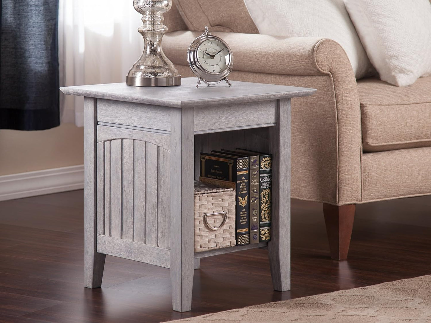 Atlantic Furniture Nantucket End Table, Driftwood, 20" x 20"
