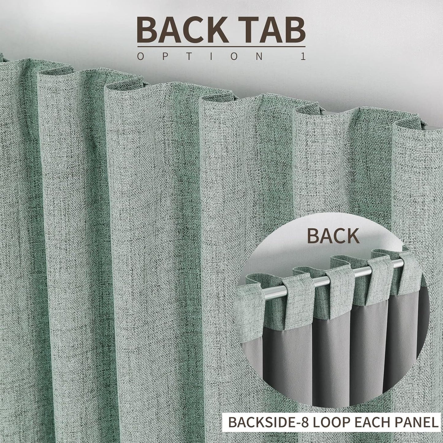 Joydeco Custom 100% Blackout Long Drapes for Bedroom Living Room Blackout Darkening Curtain Thermal Insulated Back tab Rod Pocket 1 Panel(Sage Green,Custom Size)