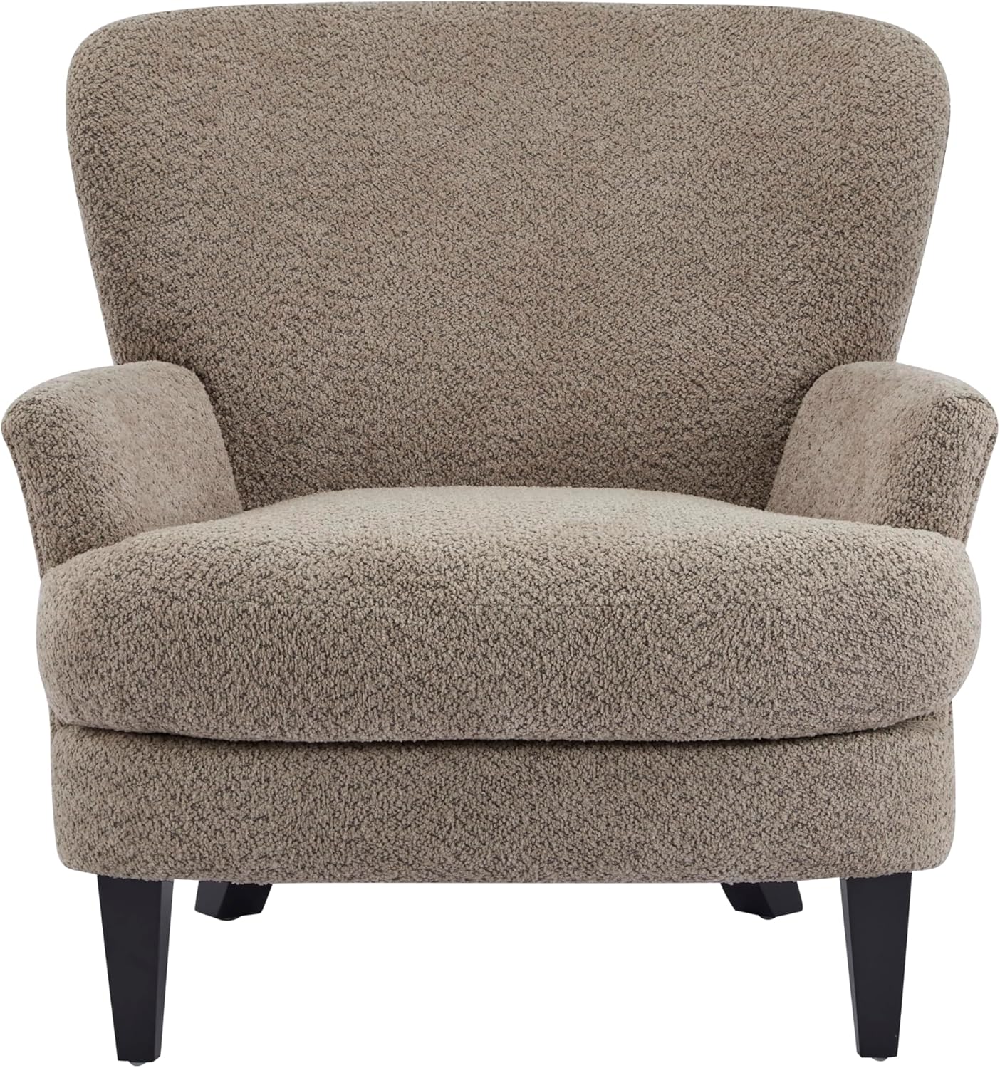Christopher Knight Home Colby Boucle Upholstered Club Chair, Living Room Accent Chair, Wooden Frame, Flared Armrest, Plush Thick Cushion, Reading Lounge Chair, Space-Saving Furniture, Light Brown