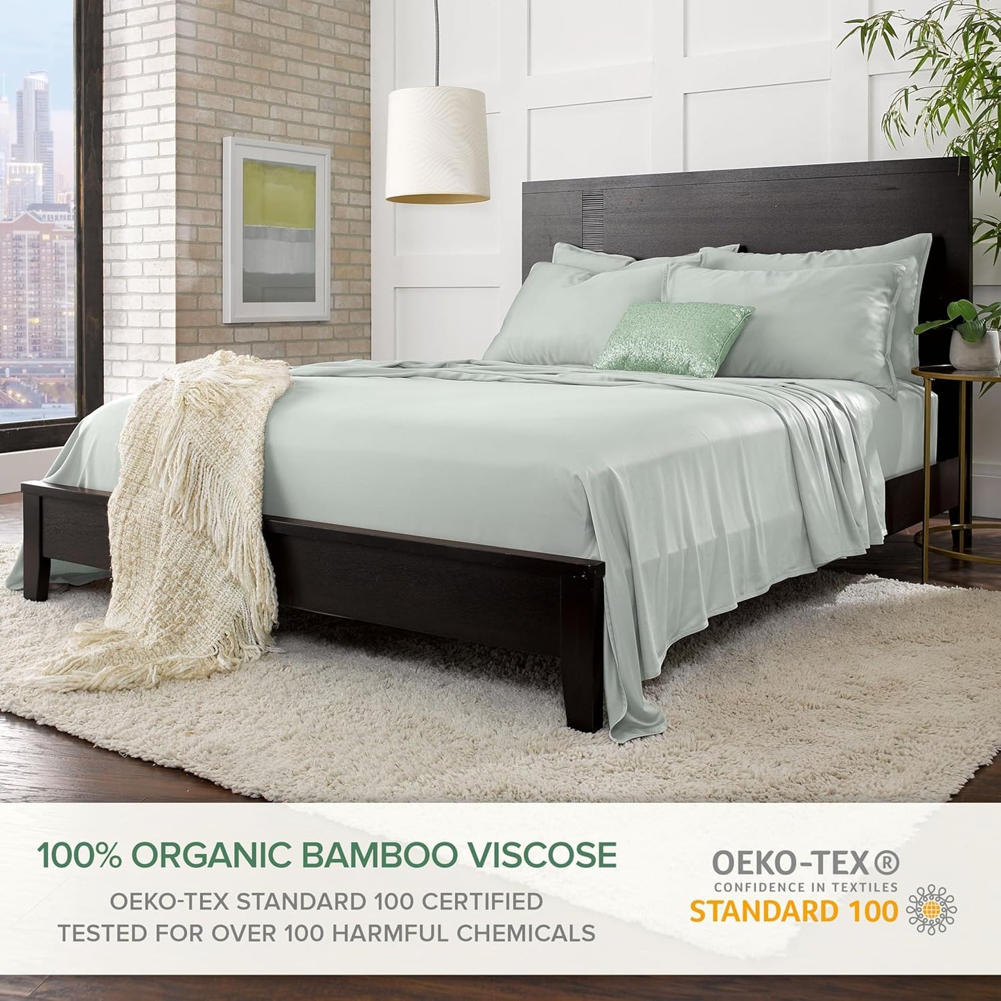 Twin XL Sheets by Pure Bamboo, Genuine 100% Organic Viscose Derived from Bamboo Bed Sheet Set, Luxuriously Soft & Cooling, Double Stitching, Lifetime Quality Promise (Twin XL, Sea Glass)