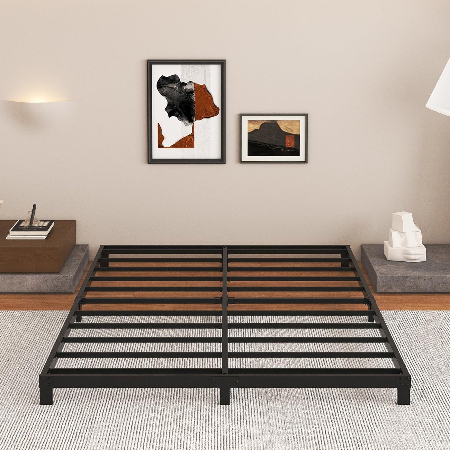 5 Inch Low Queen Bed Frame, Heavy Duty Bed Frame Queen Size Low Profile, No Box Spring Needed, Easy Assembly, Noise Free, Black