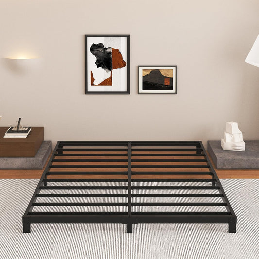 5 Inch Low King Size Bed Frame, Heavy Duty Bed Frame King Size Low Profile, No Box Spring Needed, Easy Assembly, Noise Free, Black