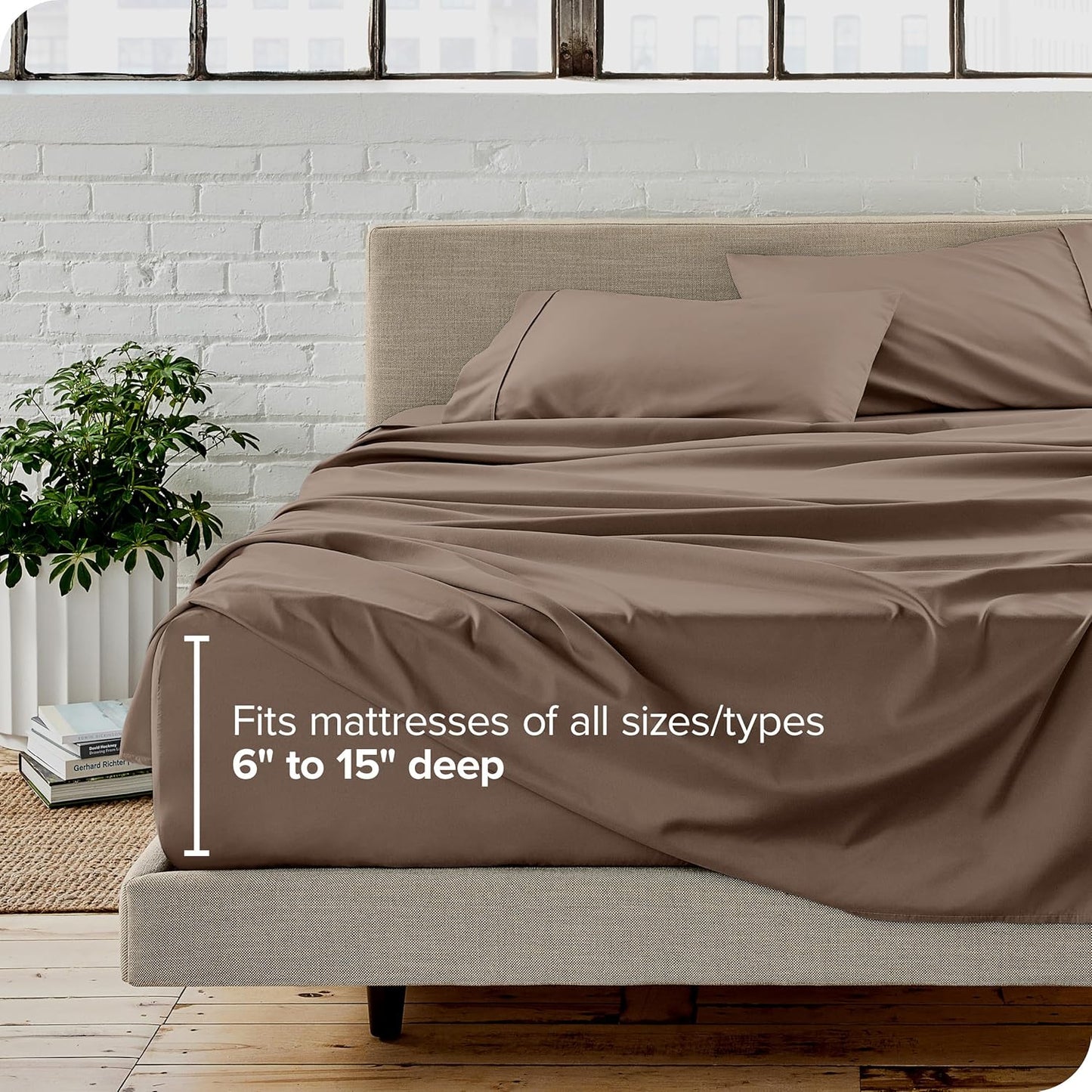 Bare Home Full XL Sheet Set - Luxury 1800 Ultra-Soft Microfiber Full Extra Long Bed Sheets - Double Brushed - Deep Pockets - Easy Fit - 4 Piece Set - Bedding Sheets & Pillowcases (Full XL, Taupe)