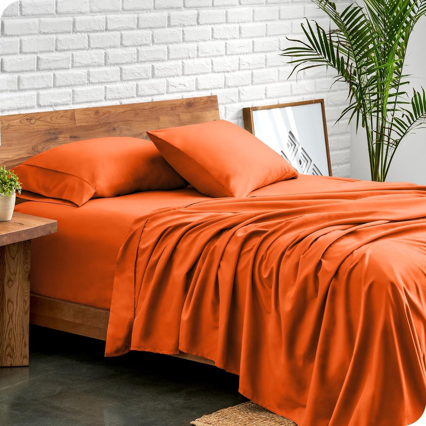 Bare Home Twin XL Sheet Set - College Dorm Size - Luxury 1800 Ultra-Soft Microfiber Twin Extra Long Bed Sheets - Deep Pockets - Easy Fit - Extra Soft - 3 Piece Set - Bed Sheets (Twin XL, Orange)