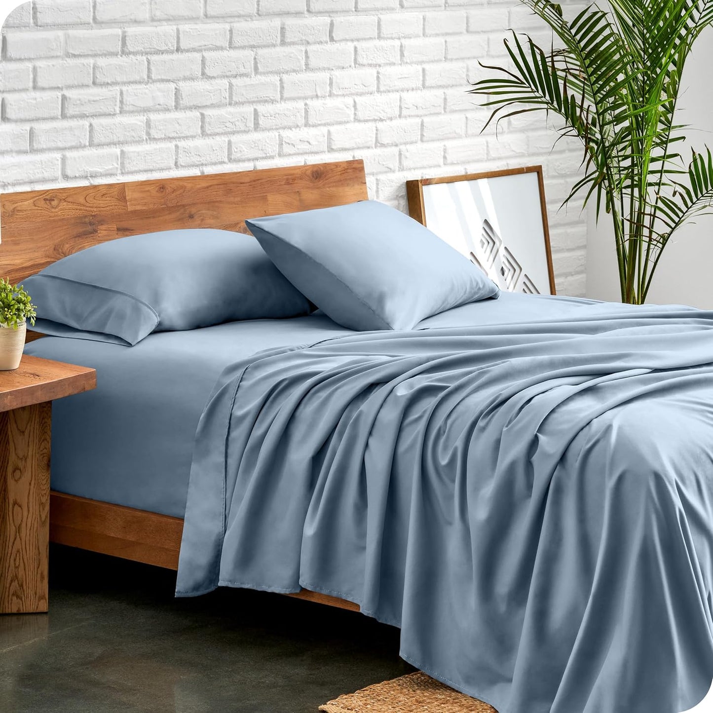 Bare Home Twin XL Sheet Set - College Dorm Size - Luxury 1800 Ultra-Soft Microfiber Twin Extra Long Bed Sheets - Deep Pockets - Easy Fit - Extra Soft - 3 Piece Set - Bed Sheets (Twin XL, Dusty Blue)