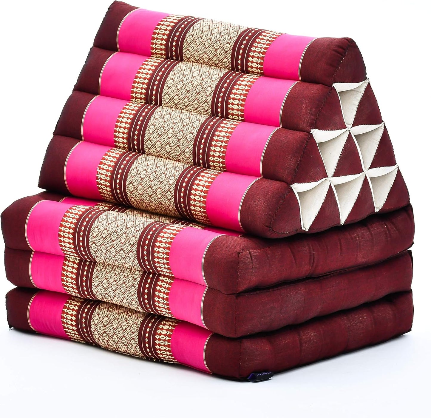 Leewadee - Comfortable Japanese Floor Mattress Used As Thai Floor Bed with Triangle Cushion, Futon Mattress Or Thai Massage Mat, 67 x 21 inches, Auburn Pink