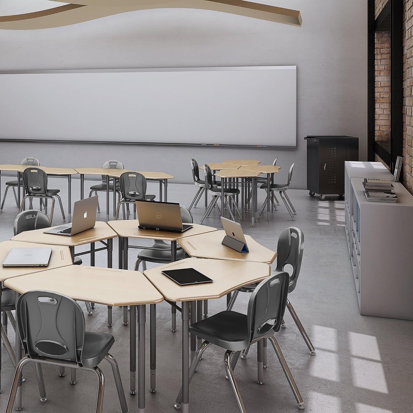 Learniture LNT-118-CSW-GT Learniture Structure Series School Chairs for Classroom, 18" Seat Height, Graphite, Pack of 4