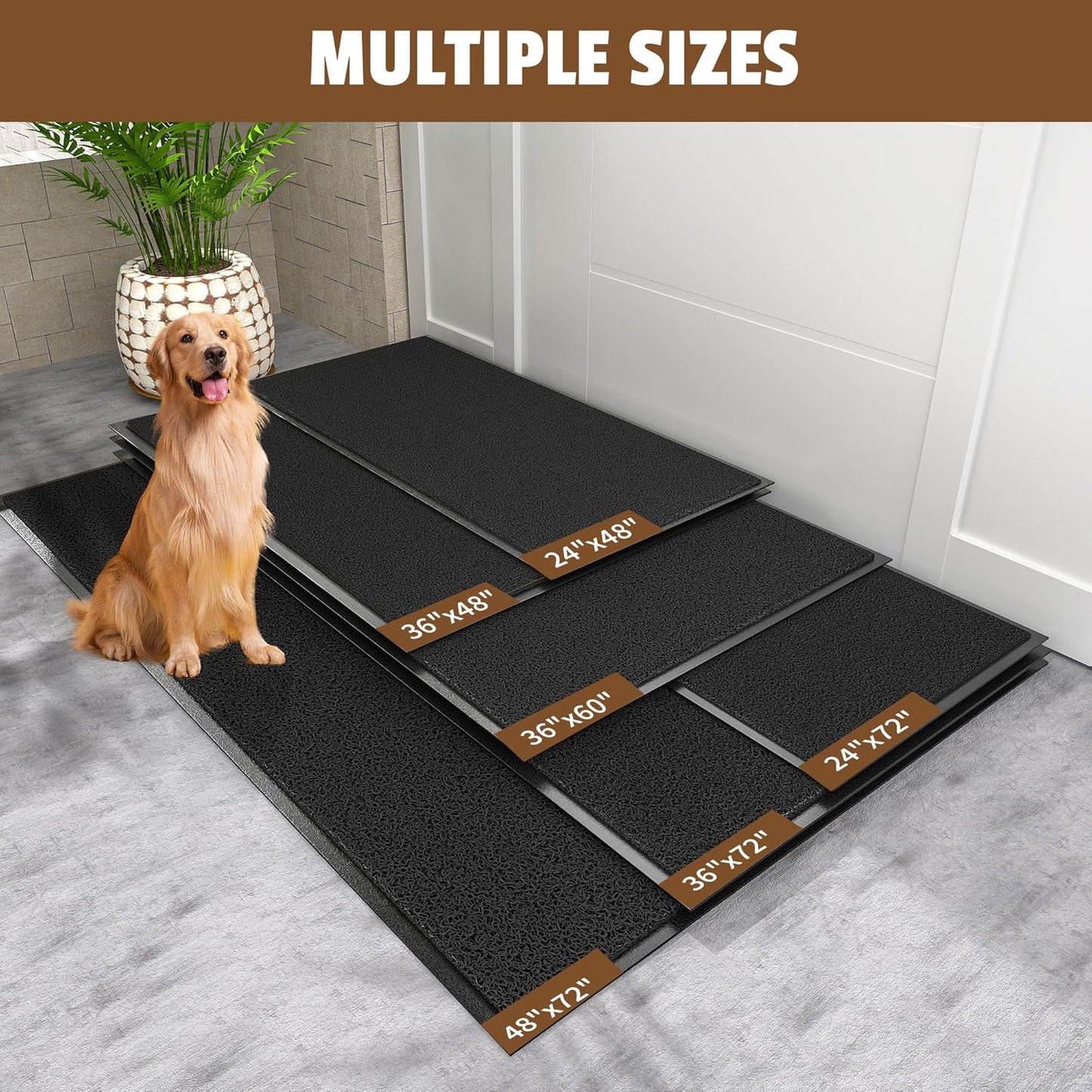 Front Door Mat Outside Entrance, 72" x 48" Doormat Outdoor Indoor Entrance, Non Slip Indoor Mats for Entryway, Heavy Duty Waterproof Low Profile Welcome Mat for Entry, Patio, High Traffic Areas