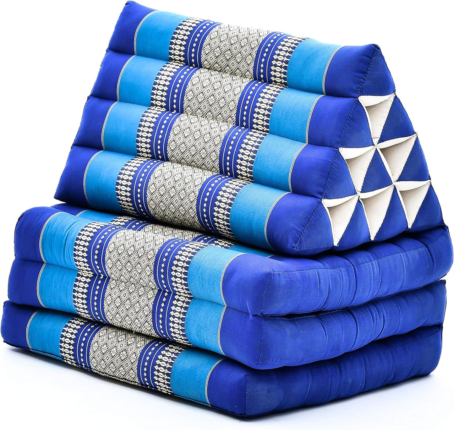 Leewadee - Comfortable Japanese Floor Mattress Used As Thai Floor Bed with Triangle Cushion, Futon Mattress Or Thai Massage Mat, 67 x 21 inches, Blue