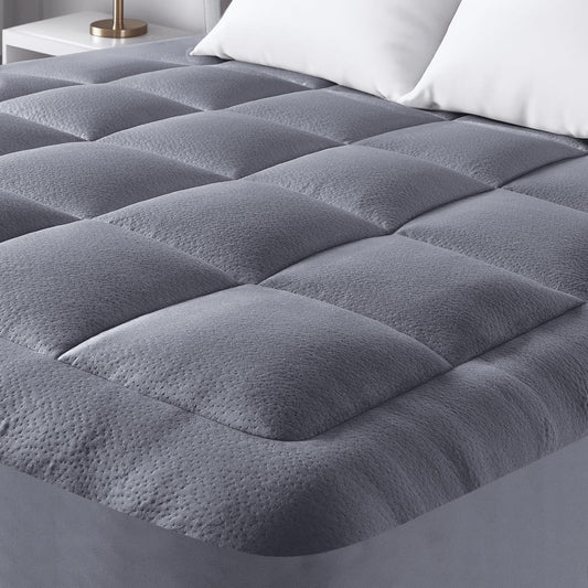 Ultra Soft Full XL Size Mattress Topper - Viscose Made from Bamboo Pillow Top Mattress Pad for Back Pain Relief - Naturally Cooling for Hot Sleepers, Grey