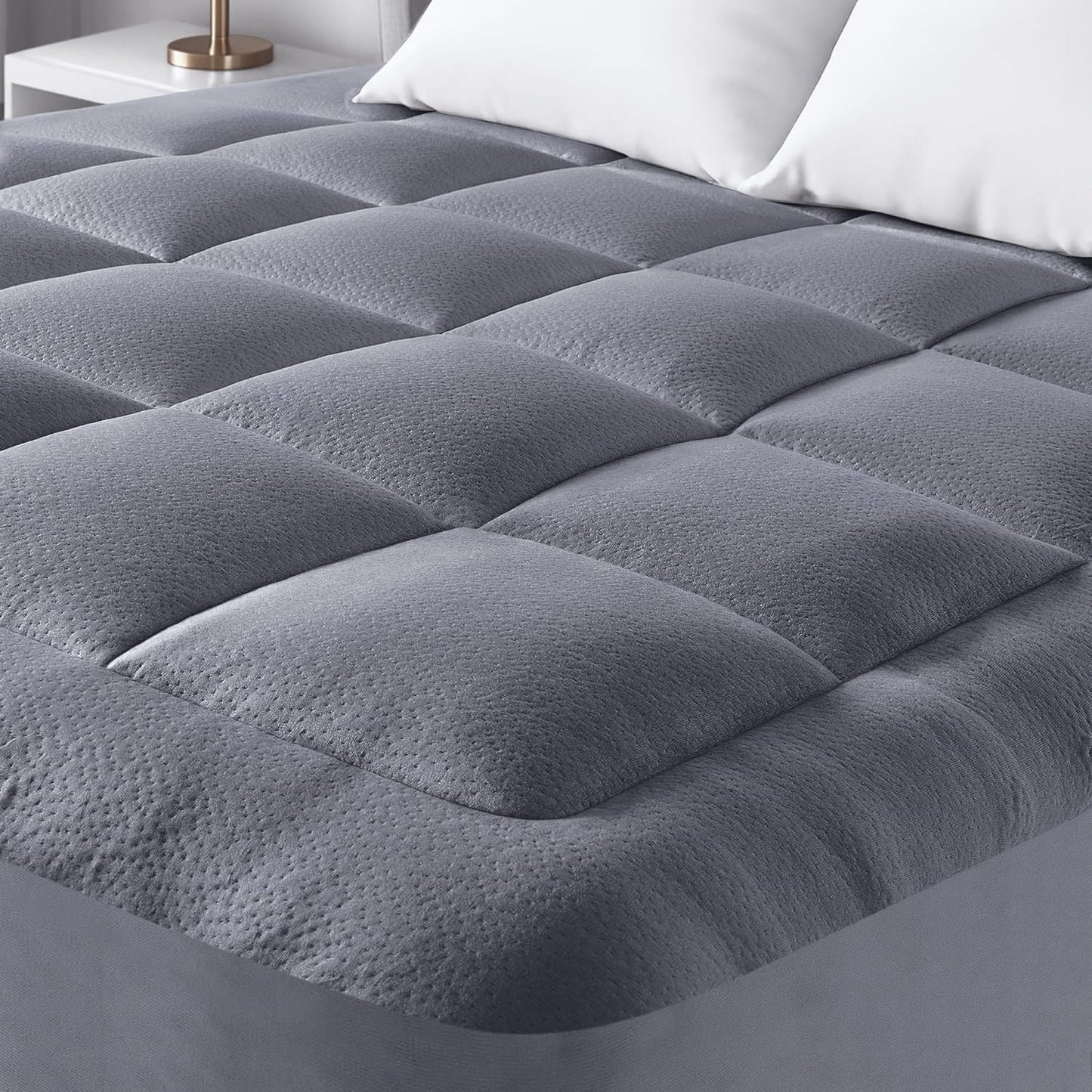 Ultra Soft Twin Size Mattress Topper - Viscose Made from Bamboo Pillow Top Mattress Pad for Back Pain Relief - Naturally Cooling for Hot Sleepers, Grey