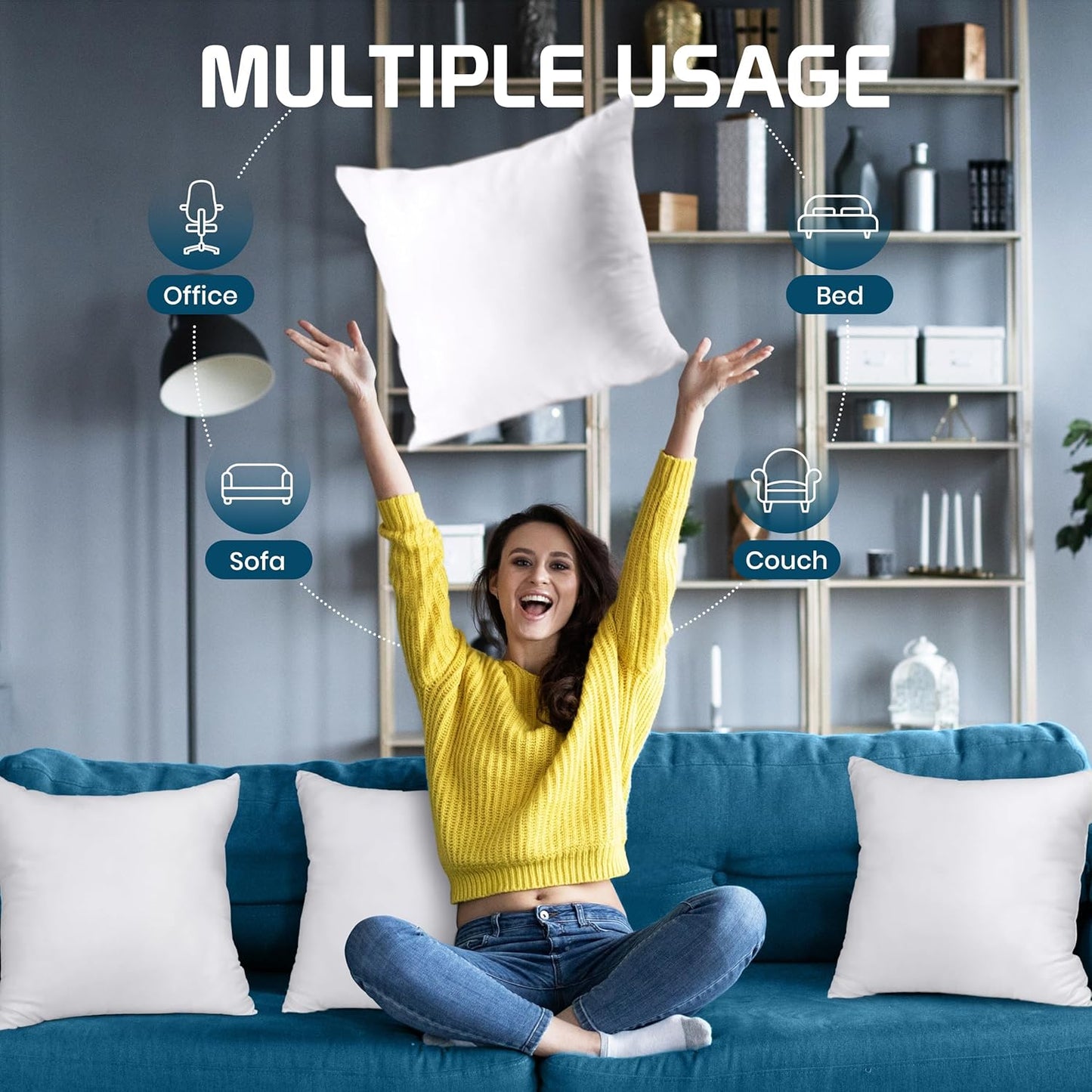 Utopia Bedding Throw Pillows (Set of 24, White), 18 x 18 Inches Pillows for Sofa, Bed and Couch Decorative Stuffer Pillow