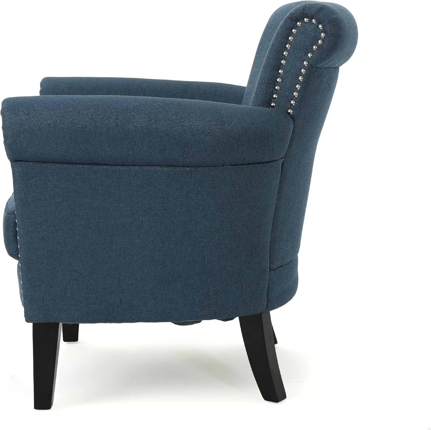 Ball & Cast Upholstered Living Room Chairs,Luxury Curved Design with Nailhead Trim and Subtly Rolled Armrests,Comfy Accent Chair Seating Furniture for Bedroom,Navy Blue