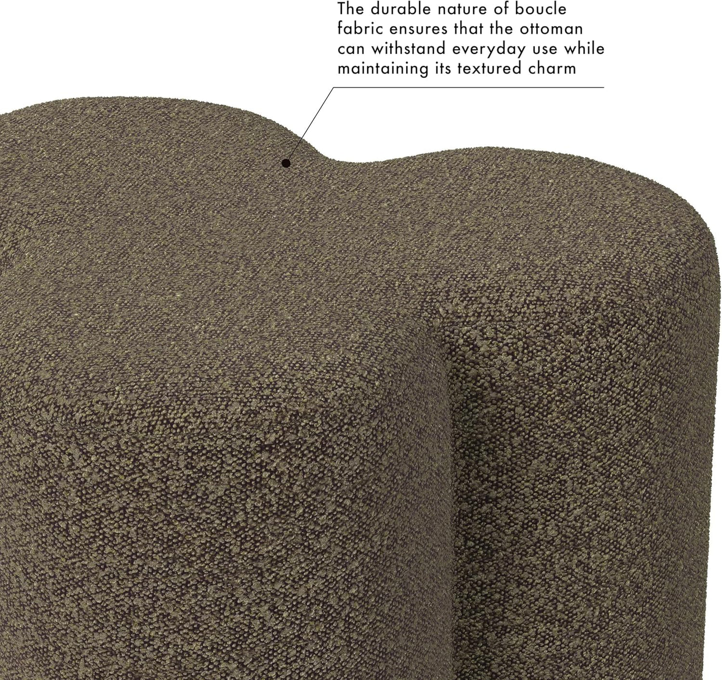 HomePop Upholstered Clover Shaped Ottoman Home Décor|Foot Rest Ottoman - Dark Brown Boucle