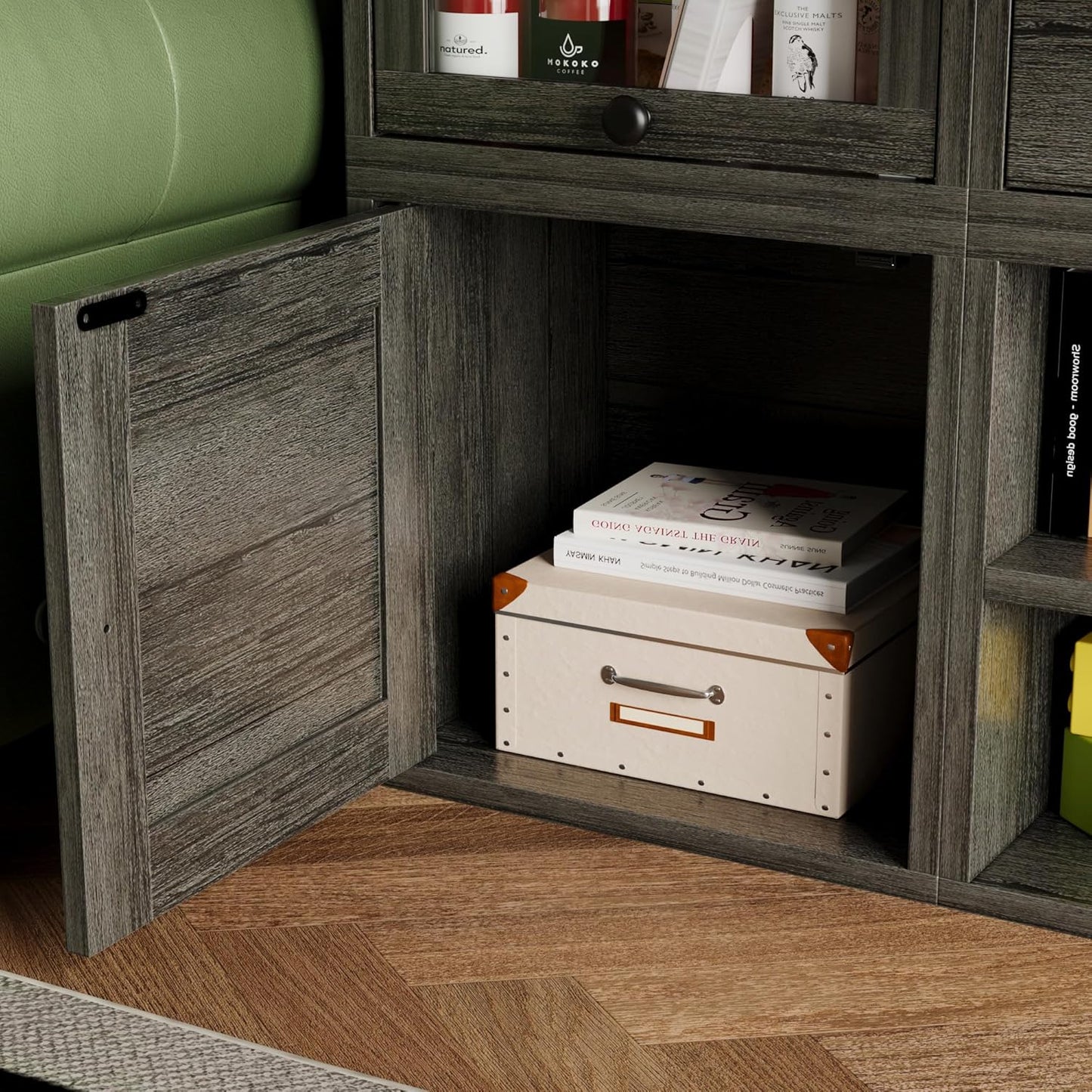 FUSUNBAO Magic DIY Cube Storage Organizer Stackable Cubes for Home Books Clothes Toy-Modular Cubby Storage System-Office Cubical-Bookcase Closet (French Oak,Door Cube)