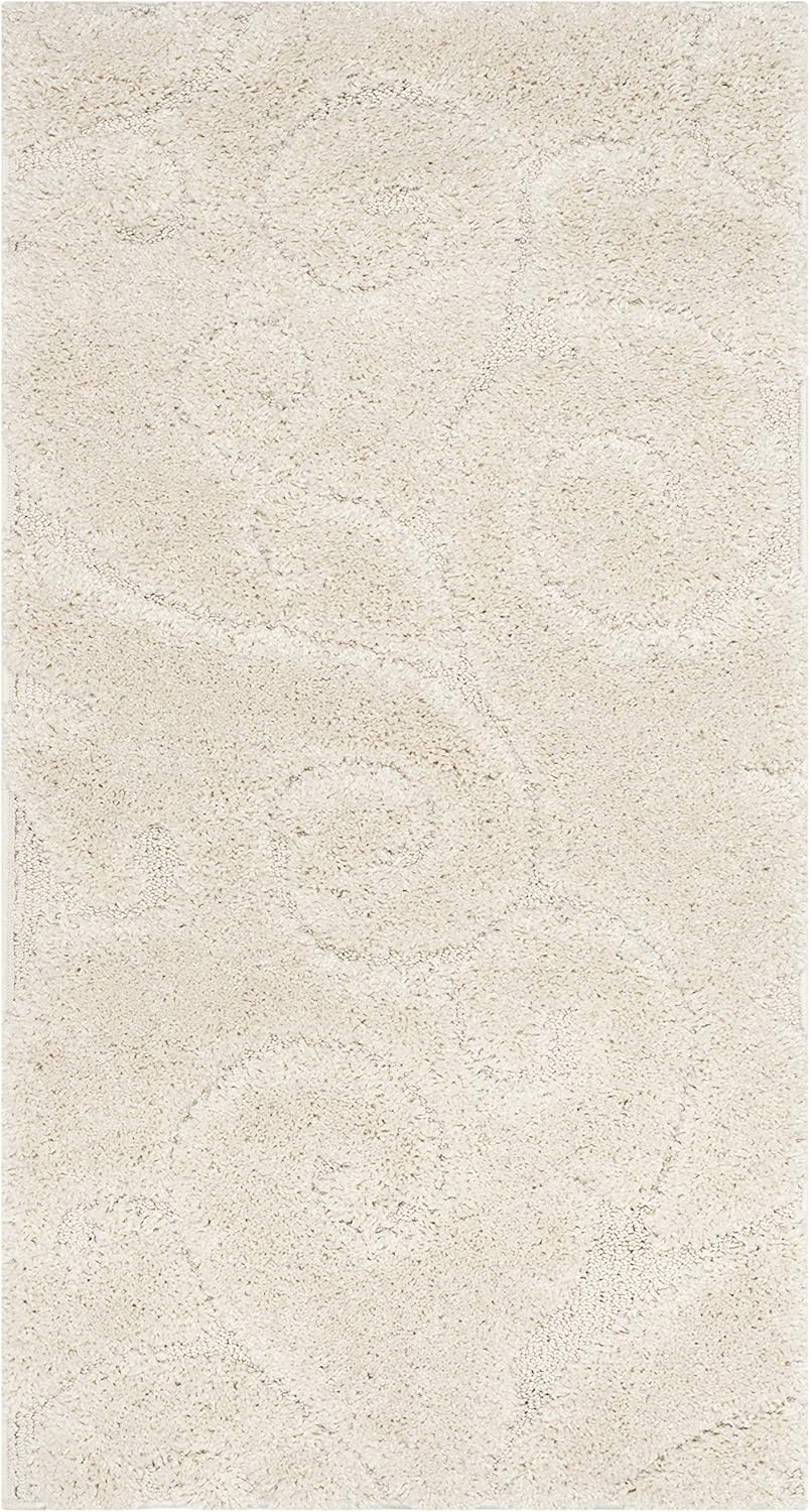 SAFAVIEH Florida Shag Collection Accent Rug - 2'3" x 5', Creme & Creme, Scroll Design, Non-Shedding & Easy Care, 1.2-inch Thick Ideal for High Traffic Areas in Foyer, Living Room, Bedroom (SG455-1111)