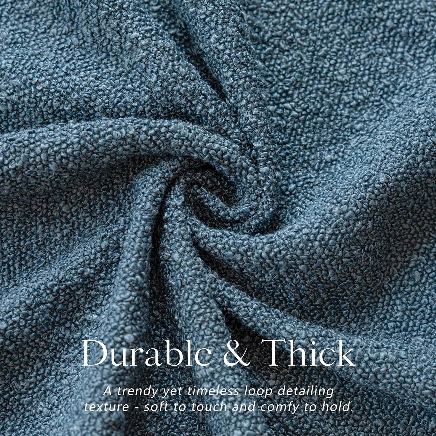 Foindtower Pack of 2, Decorative Textured Boucle Throw Pillow Covers Accent Solid Pillow Cases Cozy Soft Couch Cushion Case for Chair Sofa Bedroom Living Room Home Decor 22 x 22 Inch Blue