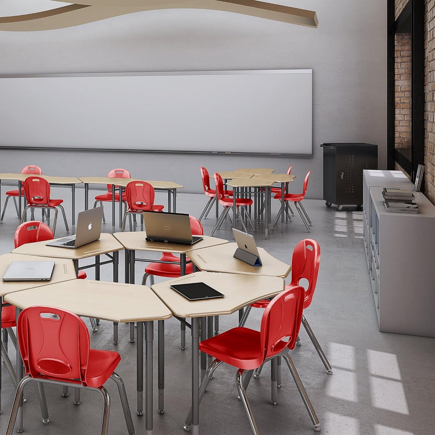 Learniture LNT-118-CSW-RD Learniture Structure Series Stackable School Chairs for Classroom, 18" Seat Height, Red, Pack of 4