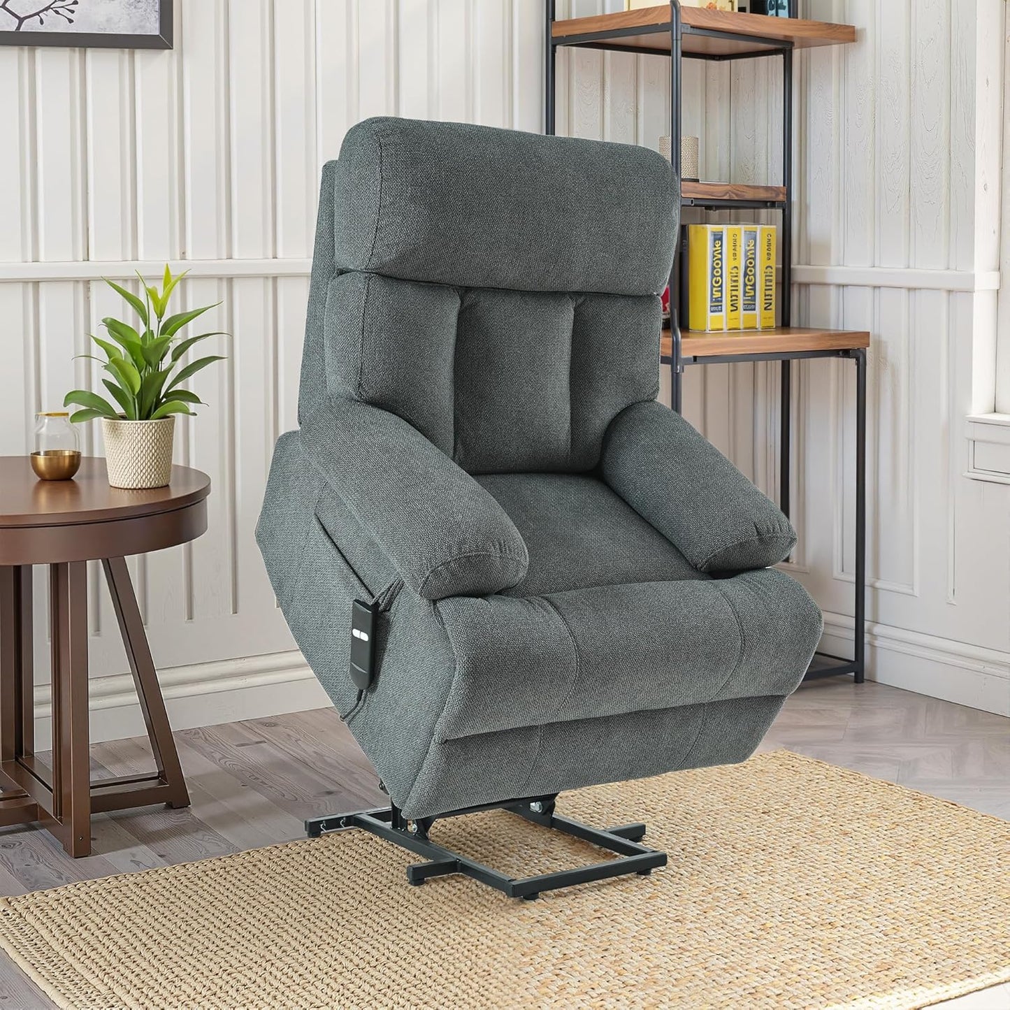 Recliner Chair Power Lift Massage Chair Full Body 23" Large Size Electric Recliner with Seniors, Home Theater Seating with Remote Control, Side Pocket, Spacious Seat, Dark Gray